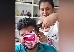 Sri lankan sudu akki without bra...hair cutting her spouses