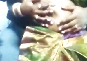 Tamil friend‘s wife pair caressed in saree