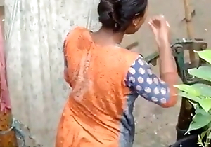 Desi girl takes an outdoor freshly laundered