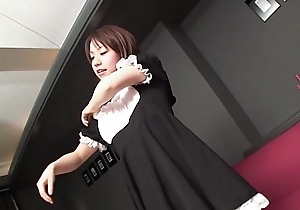 Subtitled chuck-full Japanese amateur maid POV blowjob in HD