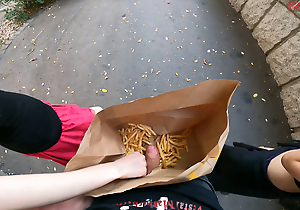 Public double handjob in the fries bag... I'm unsustained it!