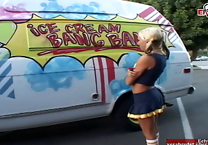 Petite comme ci cheerleader teen picked encircling for coitus anent a car